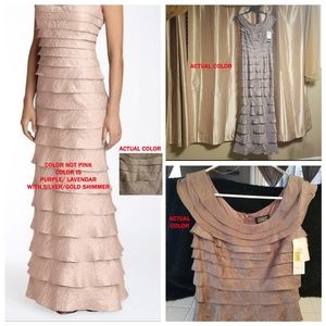 Adrianna Papell purple shimmery long gown dress